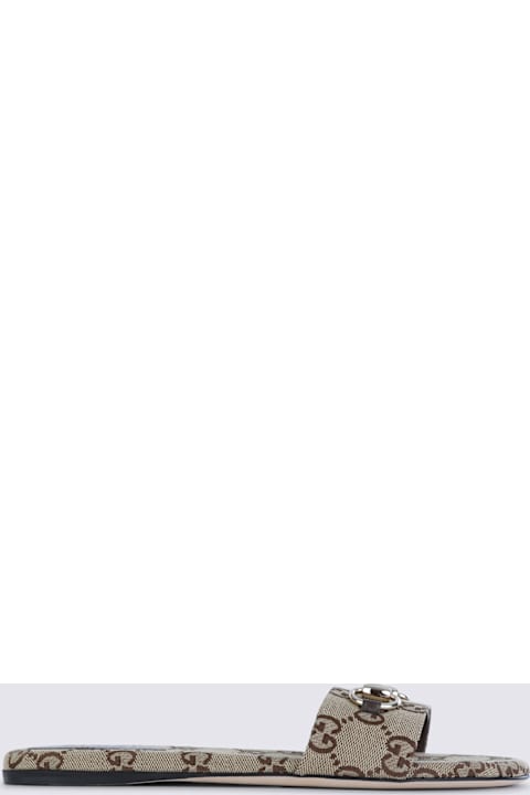 Gucci Beige Cotton Flats