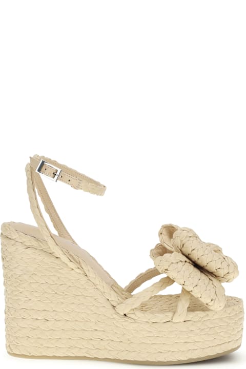 Mach & Mach Le Cadeau Raffia Wedge Sandals