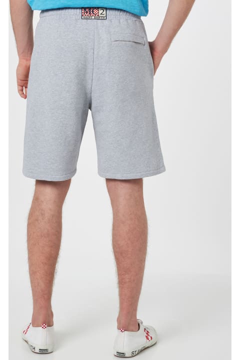 Homeware MC2 Saint Barth Man Mélange Grey Cotton Fleece Bermuda Shorts Randle