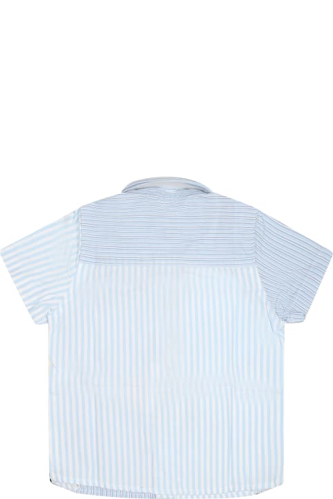 ベビーボーイズ Hugo Bossのシャツ Hugo Boss Light Blue Shirt For Baby Boy With Stripes