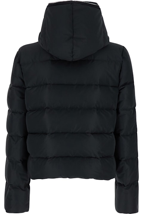 Rick Owens Black Cropped Hooded Down Jacket With Zip In Tech