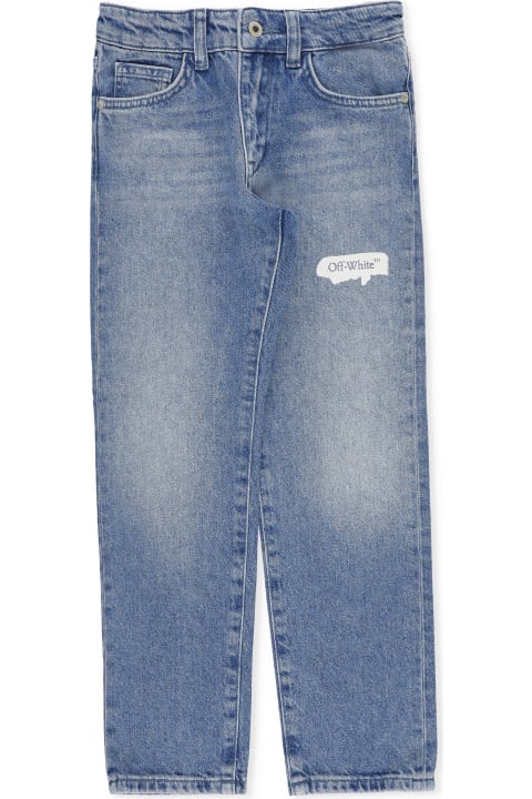 Bottoms for Boys Off-White Cotton Jeans