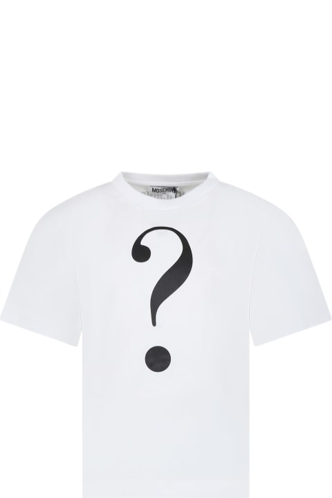 Moschino T-Shirts & Polo Shirts for Boys Moschino White T-shirt For Kids With Question Mark