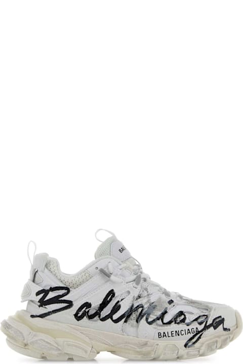 Balenciaga White Mesh And Rubber Track Sneakers