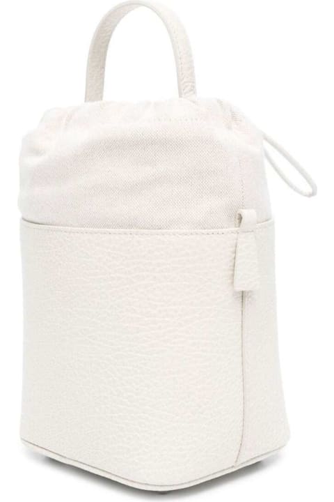 Bags for Women Maison Margiela White '5a Bucket' With Chain Adjustable Shoulder Strap In Leather Woman