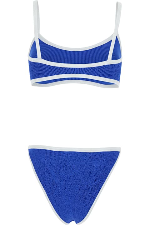 Homeware Hunza G 'tyler' Blue Bikini With Braided Straps And Wide Neckline In Tech Fabric Woman