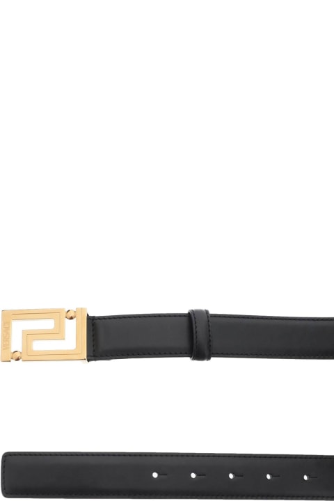 Belts for Men Versace Black 'greca' Belt
