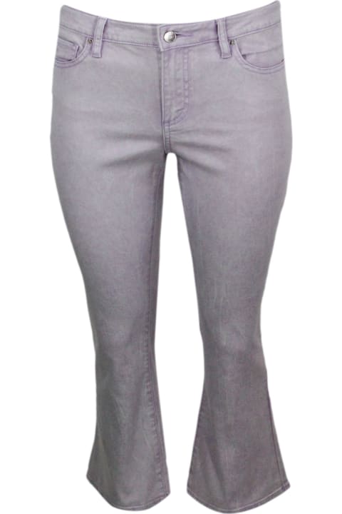 Armani Collezioni Pants & Shorts for Women Armani Collezioni 5-pocket Trousers In Faded Stretch Cotton Flare Capri Model With Trumpet Bottom.