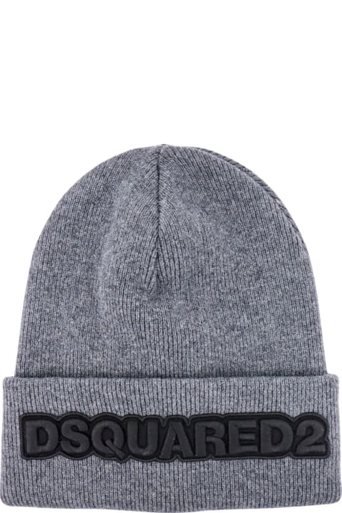 Dsquared2 Accessories for Men Dsquared2 Dsquared2 Logo Knit Beanie In Grey