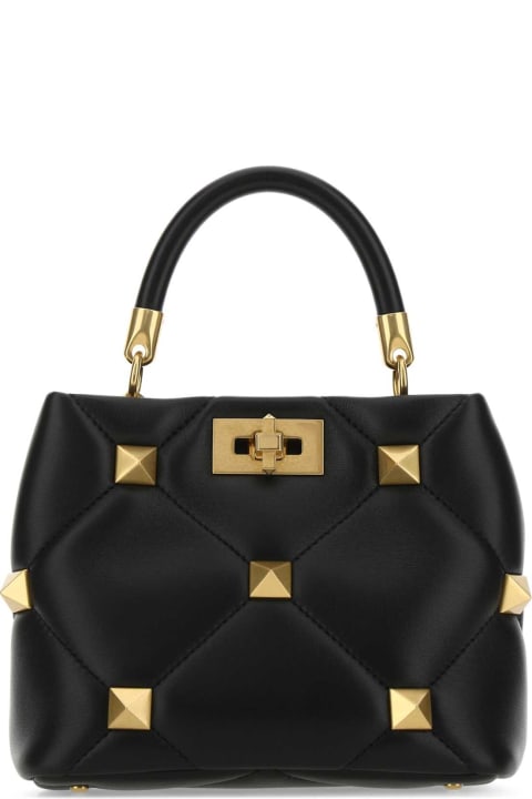 ウィメンズ新着アイテム Valentino Garavani Black Nappa Leather Small Roman Stud Handbag