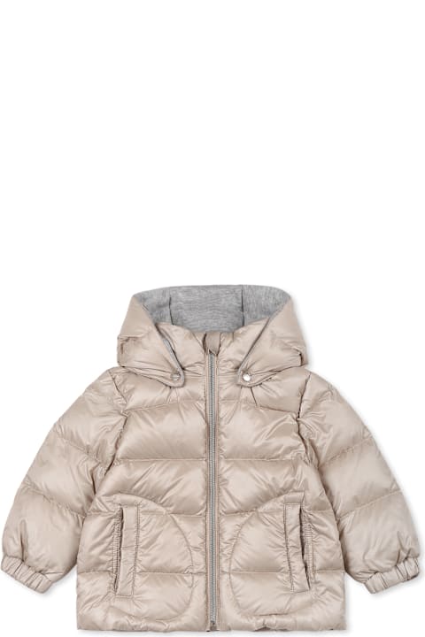 Herno for Kids Herno Beige Down Jacket For Baby Girl With Logo