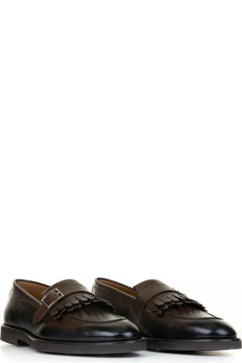 Loafers & Boat Shoes for Men Doucal's Leather Moccasin With Buckle And Fringe