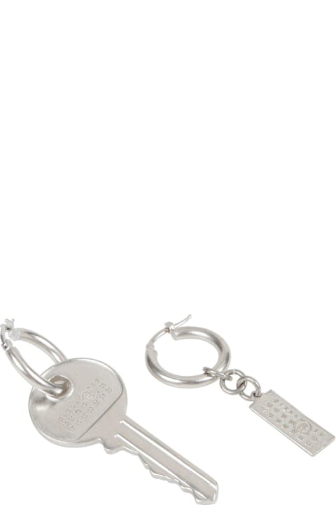 MM6 Maison Margiela for Women MM6 Maison Margiela Tag And Key Pendant Hoop Drop Earrings