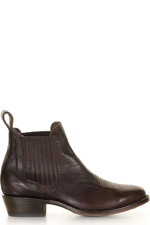 Cowboy Style Rounded Toe Ankle Boot