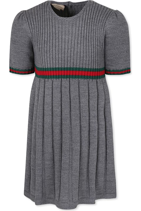 Dresses for Girls Gucci Grey Dress Forgirl With Web Detail