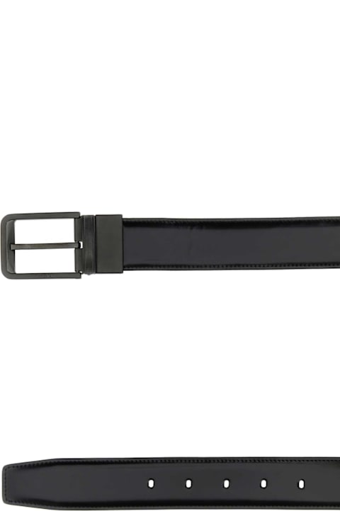 Zegna Belts for Men Zegna Black Leather Reversible Belt