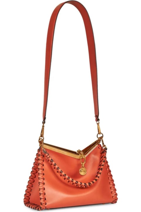Etro for Women Etro Orange Vela Medium Bag With Thread Work