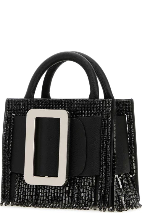 BOYY for Women BOYY Black Leather Bobby 18 Crystal Flapper Handbag