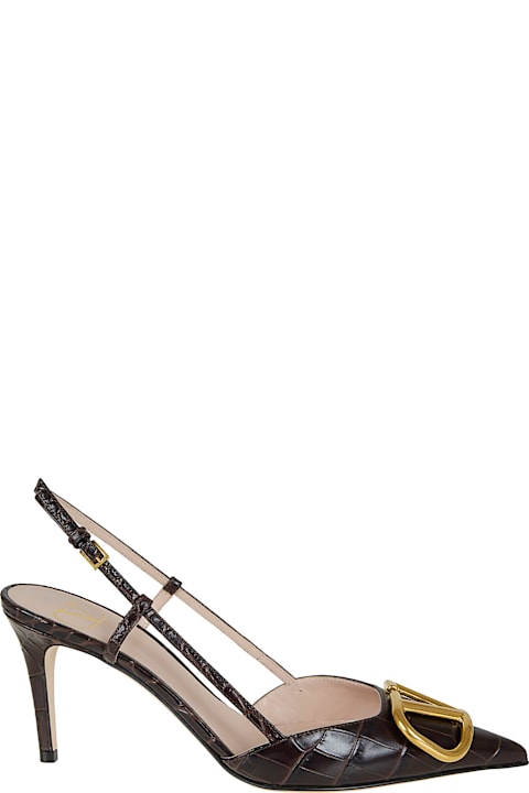 Valentino Garavani Sling Back | Vlogo Signature | T. 80 | Vitello St. Cocco/a. Brass Logo