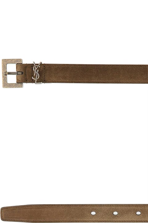 Belts for Men Saint Laurent Brown Suede Belt