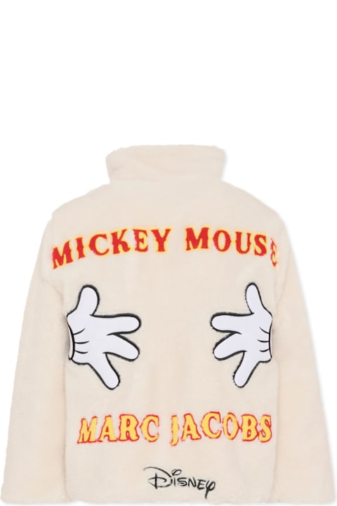 آخر صيحات الموضة من السيدات Marc Jacobs Ivory Faux Fur Coat For Kids With Mickey Mouse