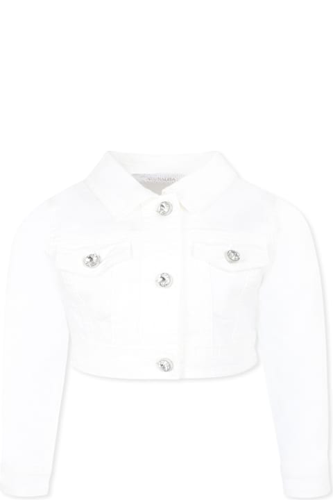 Homeware Monnalisa White Cropped Denim Jacket For Girl