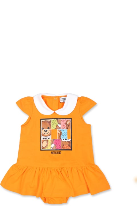 Homeware Moschino Orange Dress For Baby Girl With Teddy Bear