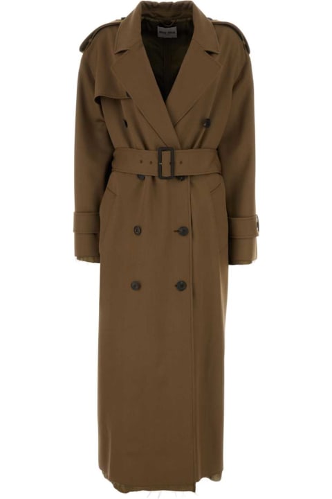 Coats & Jackets for Women Miu Miu Mud Gabardine Trench Coat