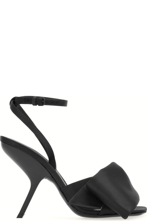 Ferragamo Sandals for Women Ferragamo Black Shiny Satin Open Toe Sandals