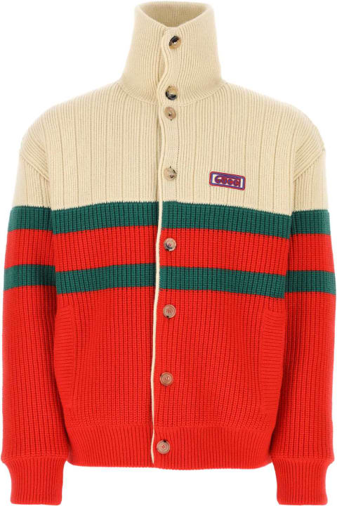 Sweaters for Men Gucci Multicolor Wool Padded Cardigan
