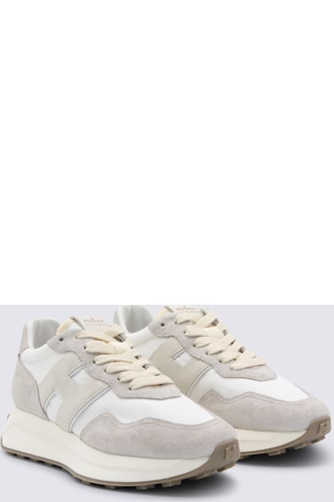 Hogan White And Beige Leather Sneakers