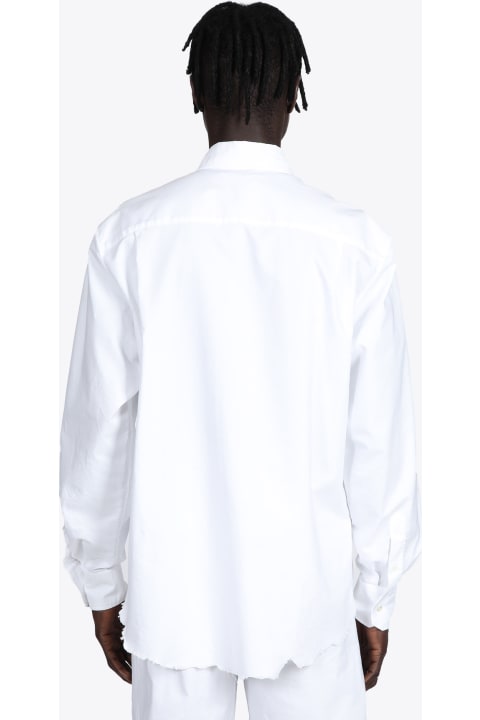 Camicia Cropped Fondo White oxford cotton shirt with ripped hems