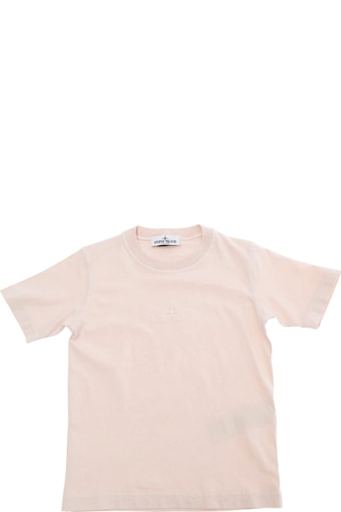 Homeware Stone Island Junior Pink T-shirt With Round Neck And Logo Embroidery On The Front In Cotton Boy