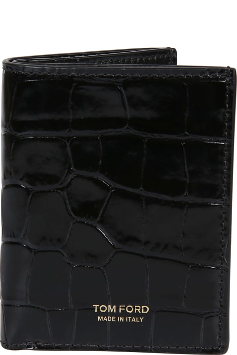 Tom Ford Wallets for Women Tom Ford Shiny Printed Crocodile Folding Credit Card Holder