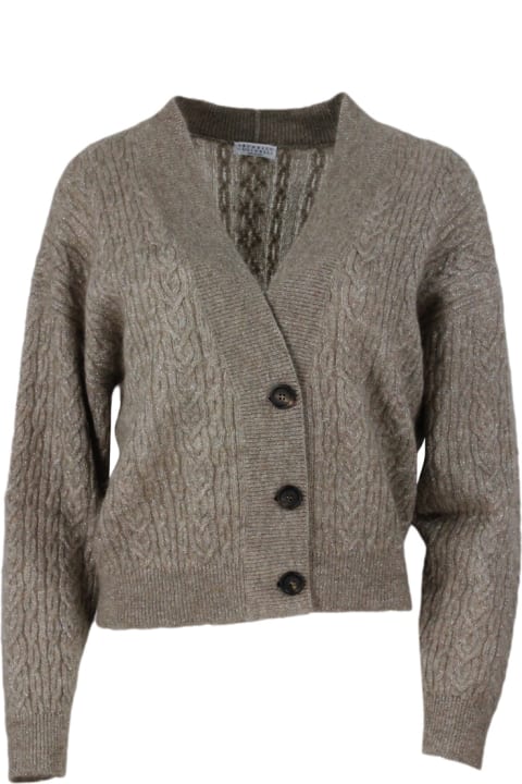 ウィメンズ Brunello Cucinelliのウェア Brunello Cucinelli Cable Knit Wool Blend Cardigan Sweater