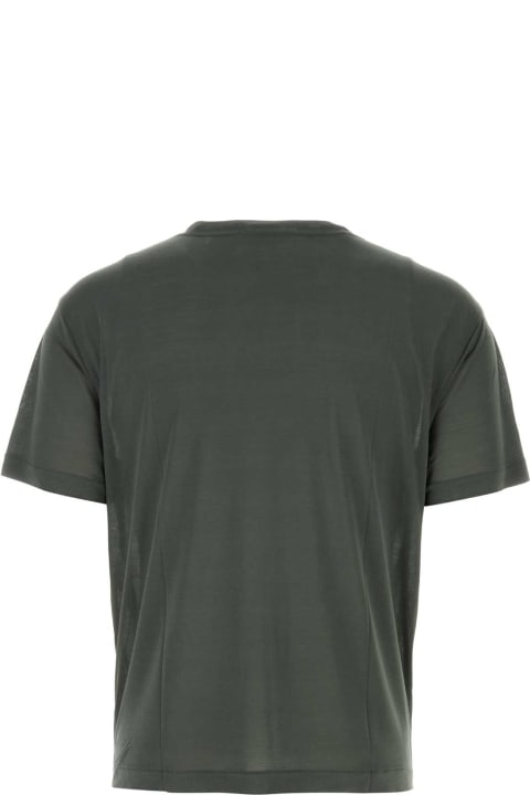Lemaire Topwear for Men Lemaire Dark Green Silk T-shirt