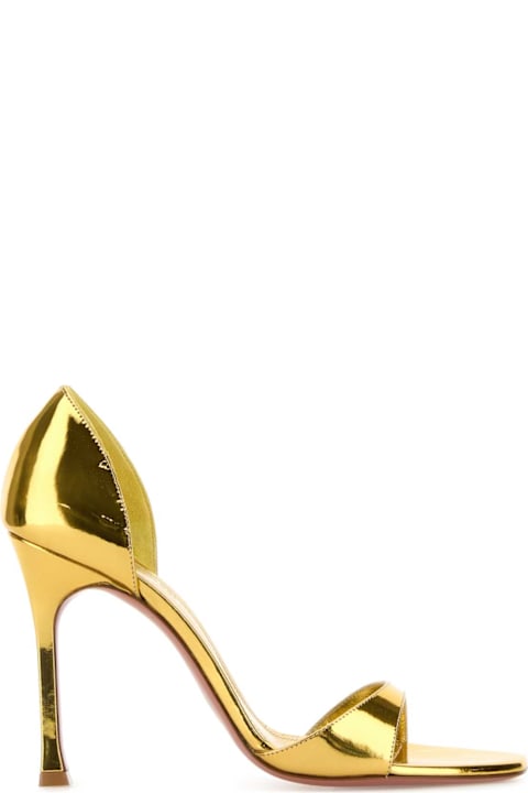 Amina Muaddi for Women Amina Muaddi Gold Leather Agnese Sandals