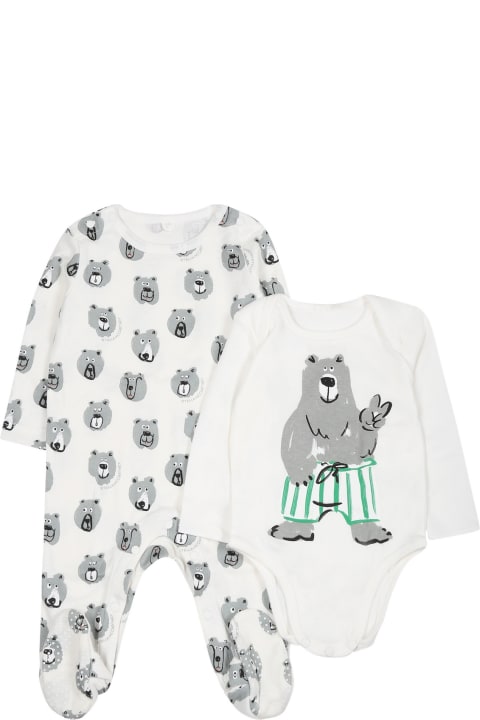 Bodysuits & Sets for Baby Girls Stella McCartney Kids White Set For Baby Boy With Printed Bear