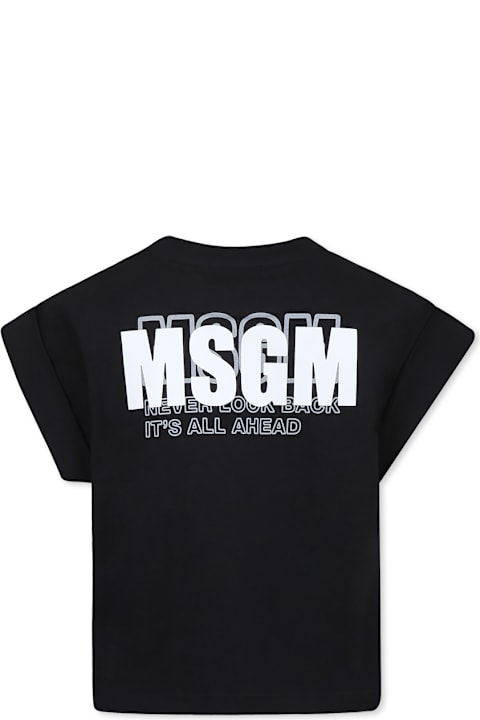 Homeware MSGM Black T-shirt For Girl With Logo