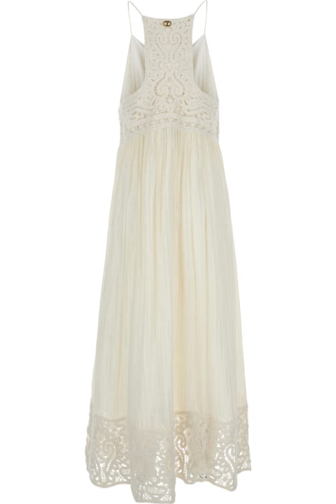 TwinSet for Women TwinSet White Long Dress With Embroidered Motifs In Cotton Blend Woman