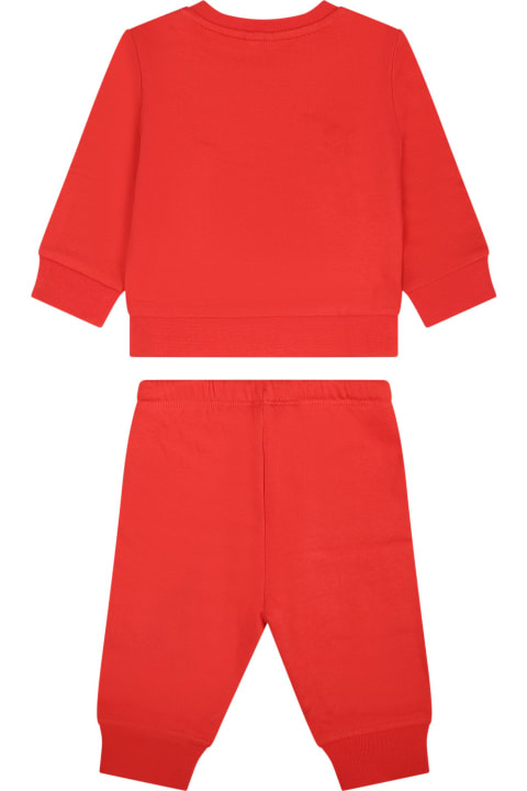 Bottoms for Baby Girls Stella McCartney Kids Red Set For Baby Girl With Multicolor Hearts