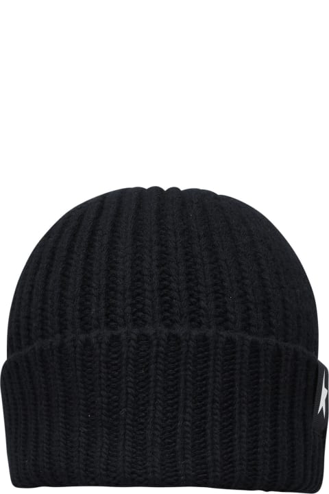 Golden Goose Hats for Women Golden Goose Black Wool Damian Star Beanie