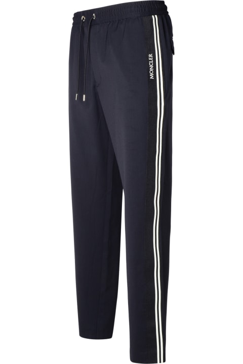 Moncler Pants for Men Moncler Navy Virgin Wool Blend Sporty Pants