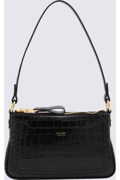 Fashion for Women Tom Ford Black Leather Shiny Soft Croc Mini Shoulder Bag