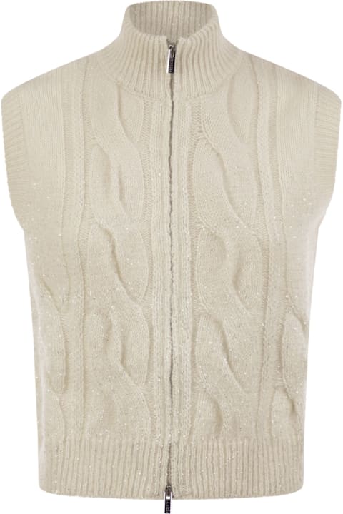 Peserico Coats & Jackets for Women Peserico Cable Zip Vest In Alpaca Wool