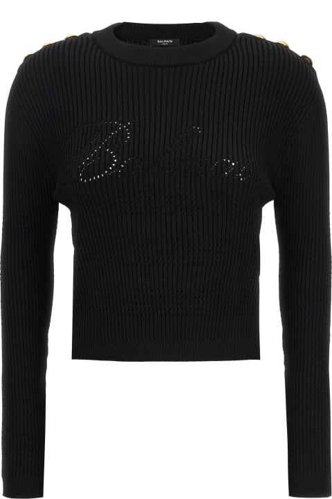 Sweaters for Women Balmain Signature Knit Jumper
