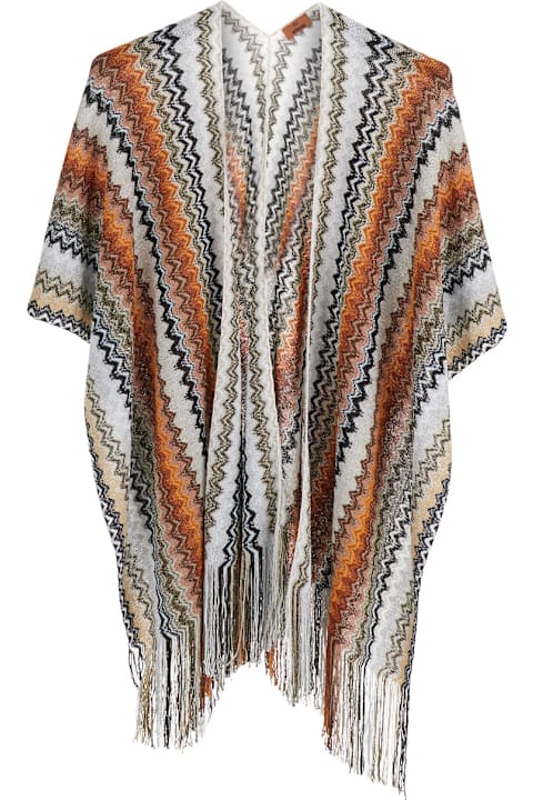 Missoni Coats & Jackets for Women Missoni Multicolor Cape With Fringed Hem And All-over Zig-zag Motif In Viscose Blend Woman