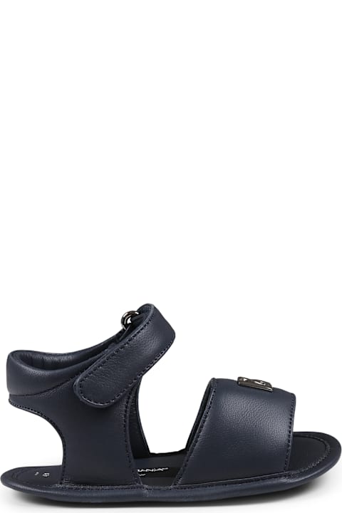 Dolce & Gabbana Shoes for Baby Girls Dolce & Gabbana Blue Sandals For Babykids With Logo