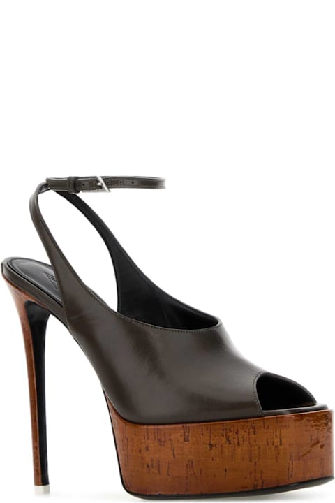 The Attico Dark Grey Leather Ornella Sandals