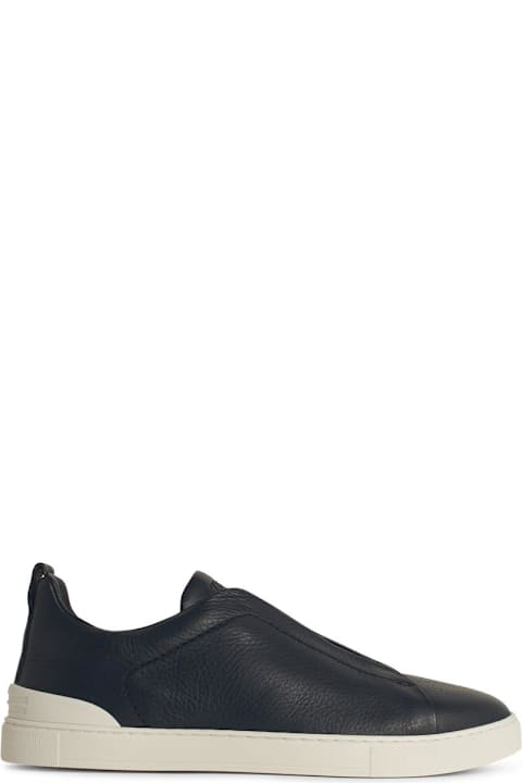 Zegna Sneakers for Men Zegna 'triple' Blue Leather Sneakers